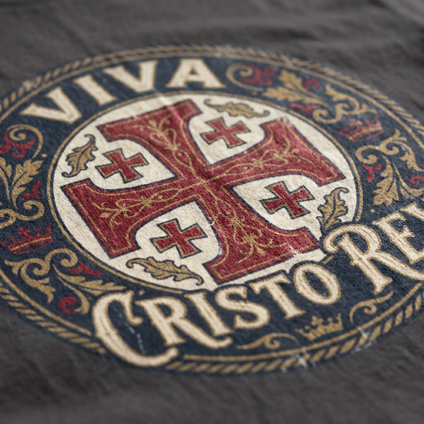 Viva Cristo Rey Shirt Vintage Crusader Emblem Catholic T-Shirt Printify
