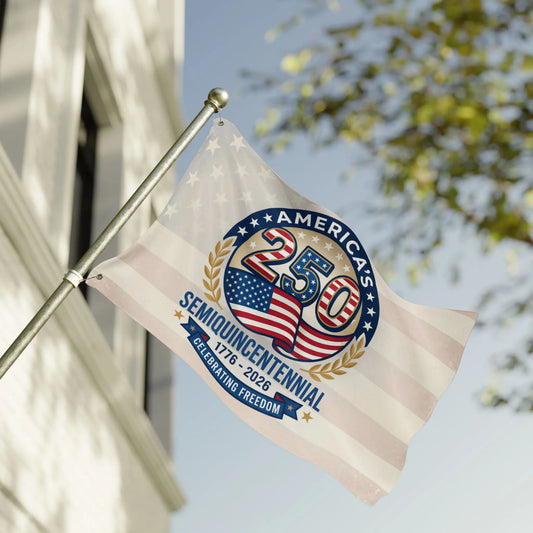 America's 250th Semiquincentennial flag celebrating freedom 1776-2026.