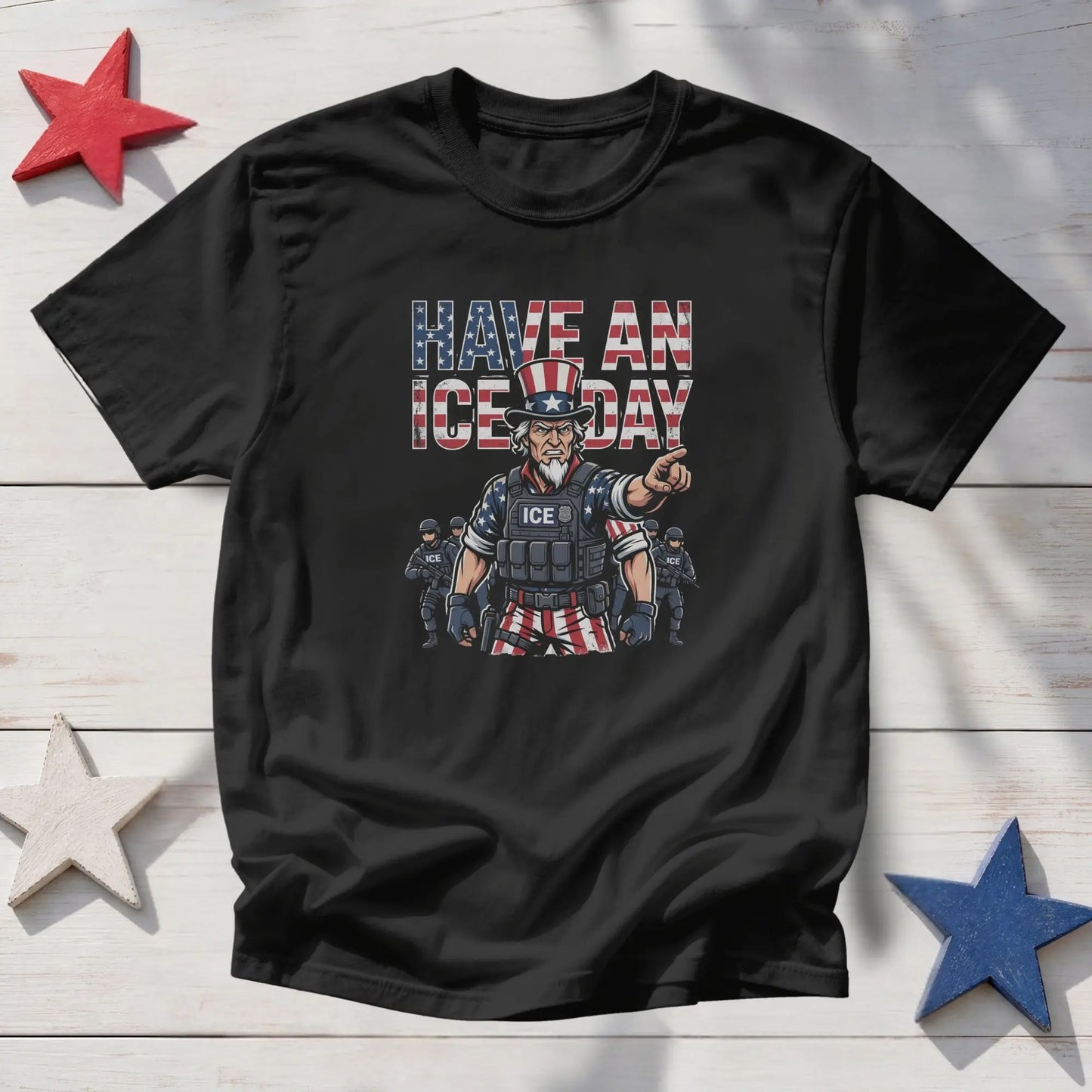 Uncle Sam in tactical gear points with text "HAVE AN ICE DAY".