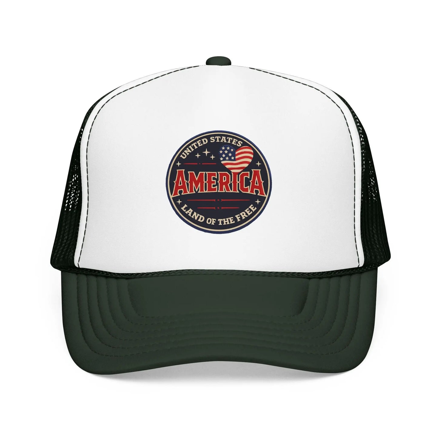 Trucker hat with United States America and Land of the Free design.