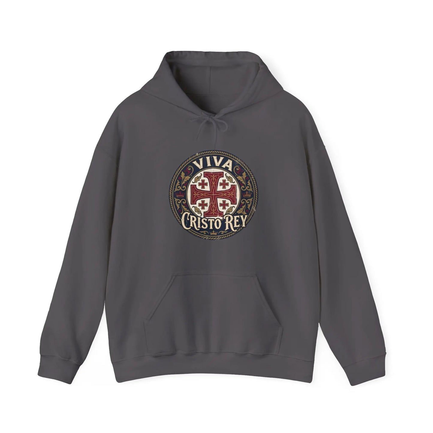 Hoodie — 'Viva Cristo Rey' Vintage Crusader Emblem Christian Pullover Printify