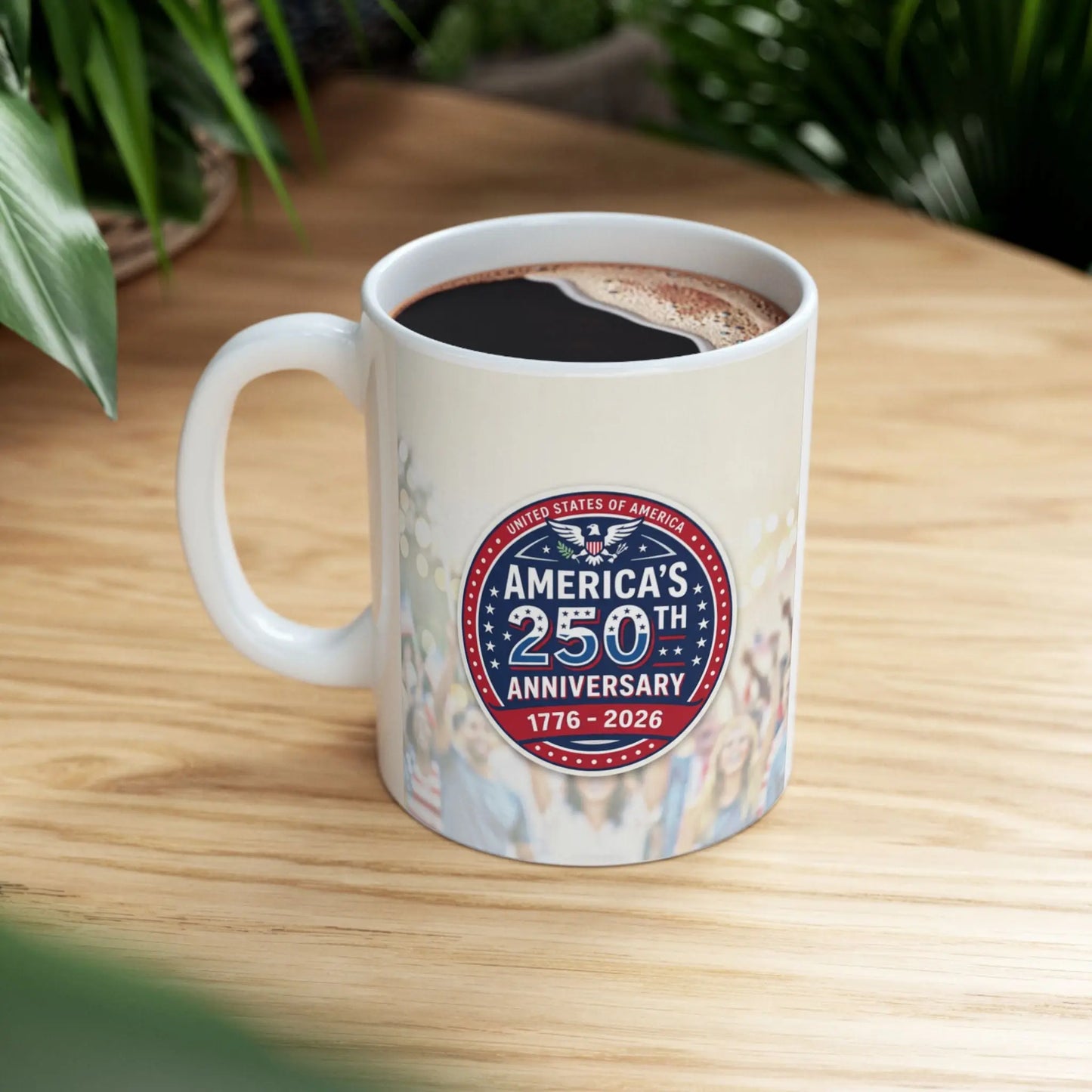 Mug featuring America's 250th Anniversary design from 1776-2026.