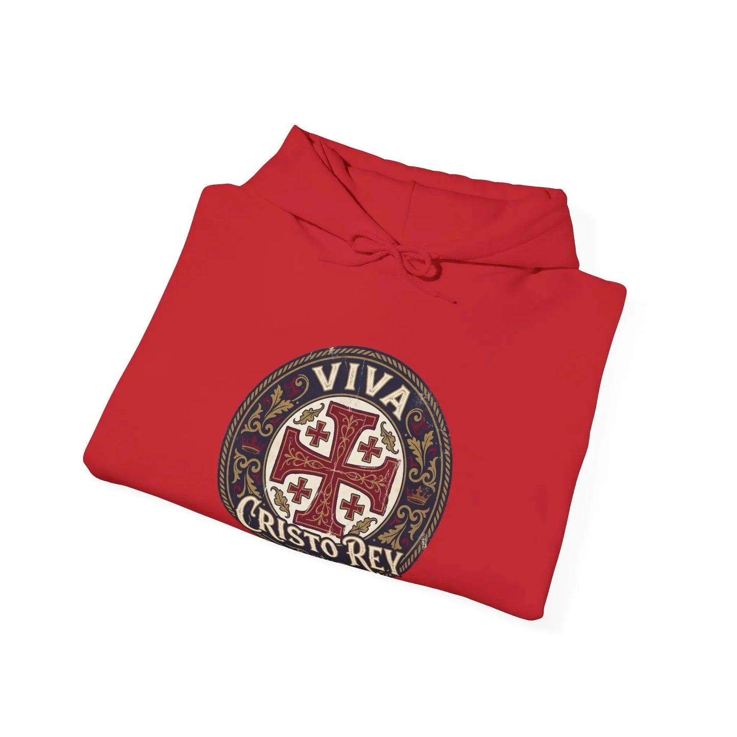 Hoodie — 'Viva Cristo Rey' Vintage Crusader Emblem Christian Pullover Printify