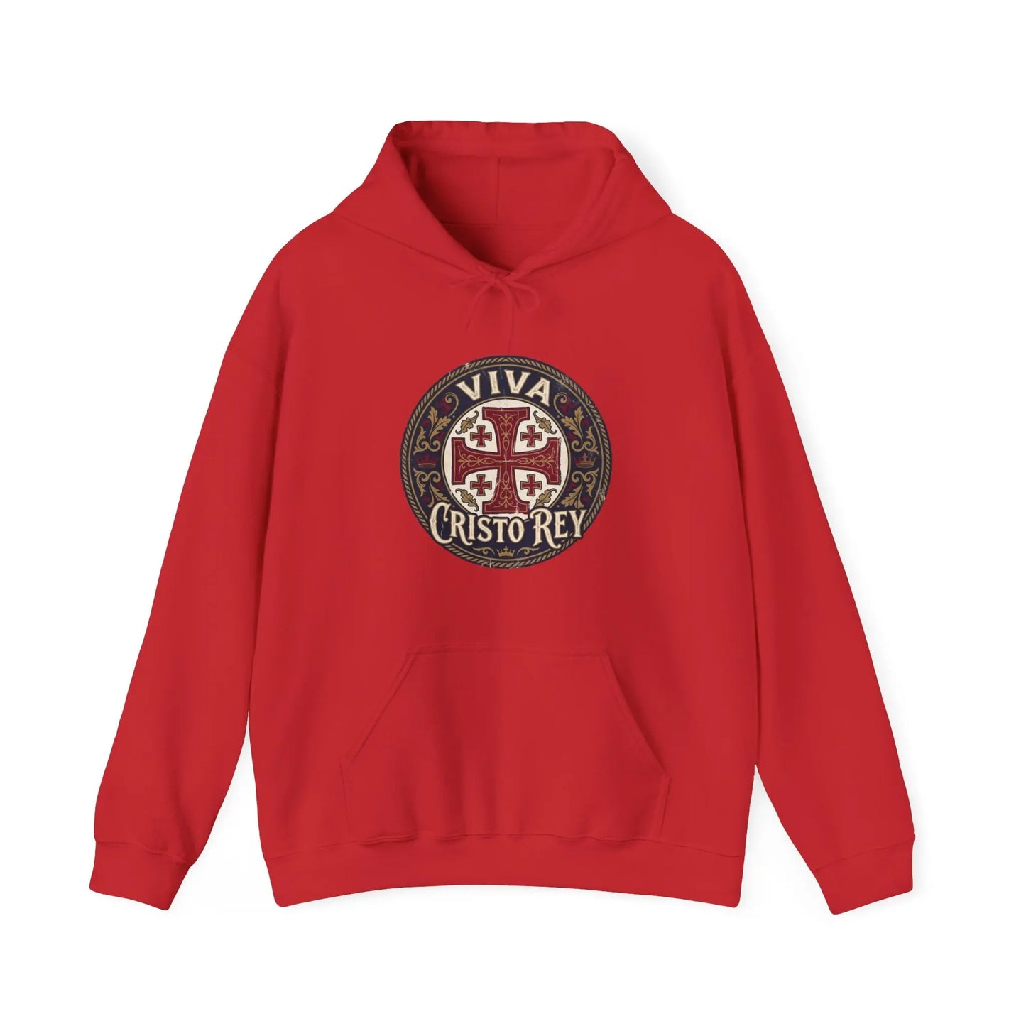 Hoodie — 'Viva Cristo Rey' Vintage Crusader Emblem Christian Pullover Printify