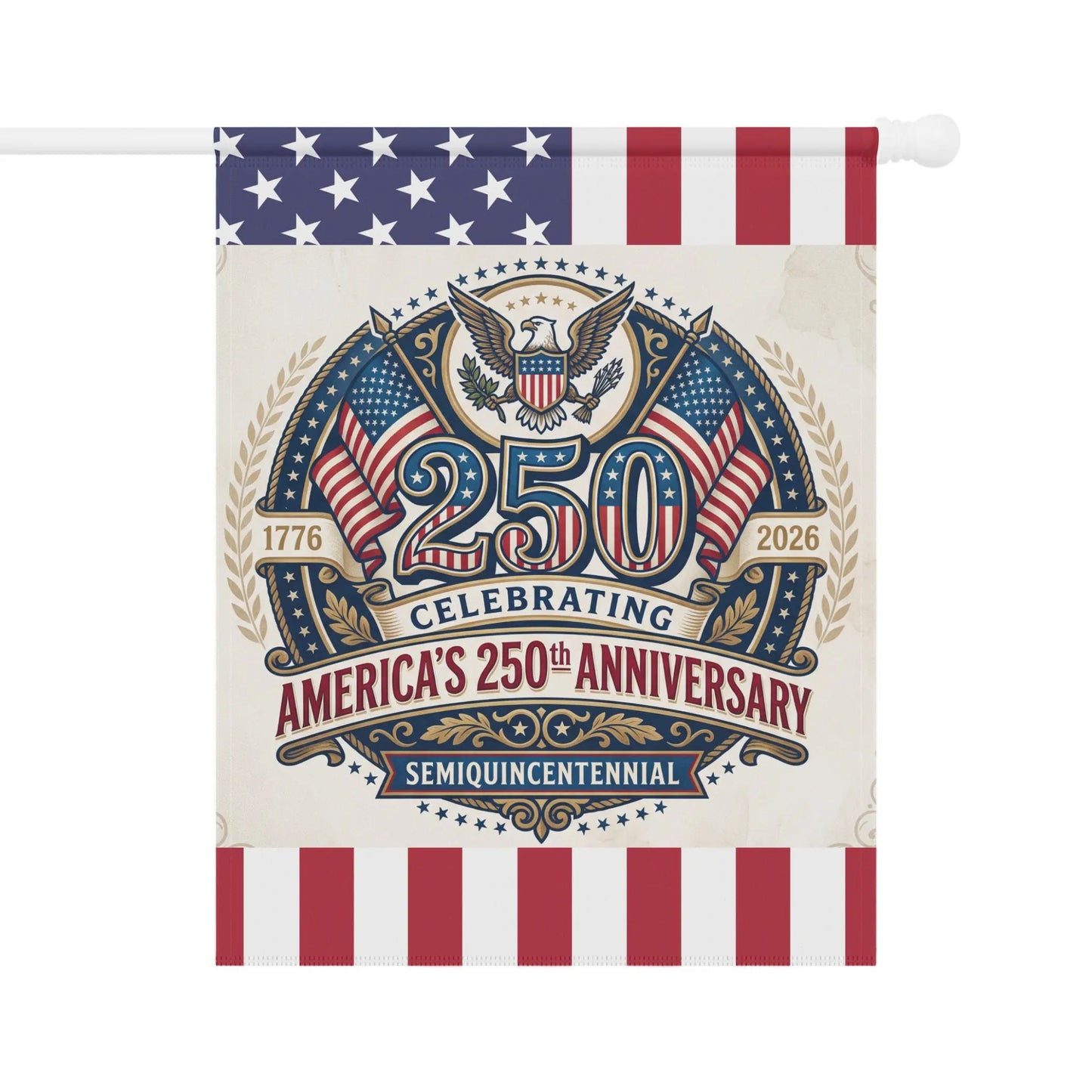 America's 250th Anniversary 1776-2026 flag with eagle and stars.