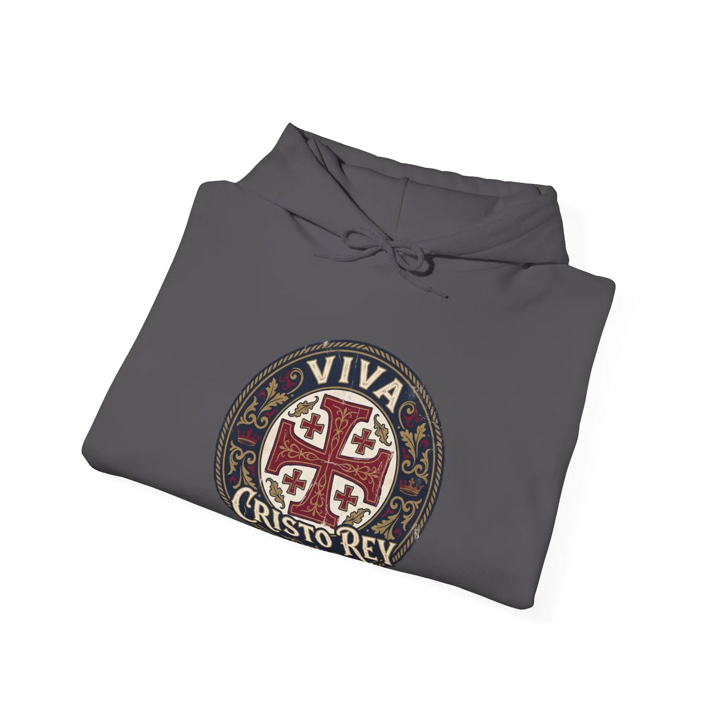 Hoodie — 'Viva Cristo Rey' Vintage Crusader Emblem Christian Pullover Printify