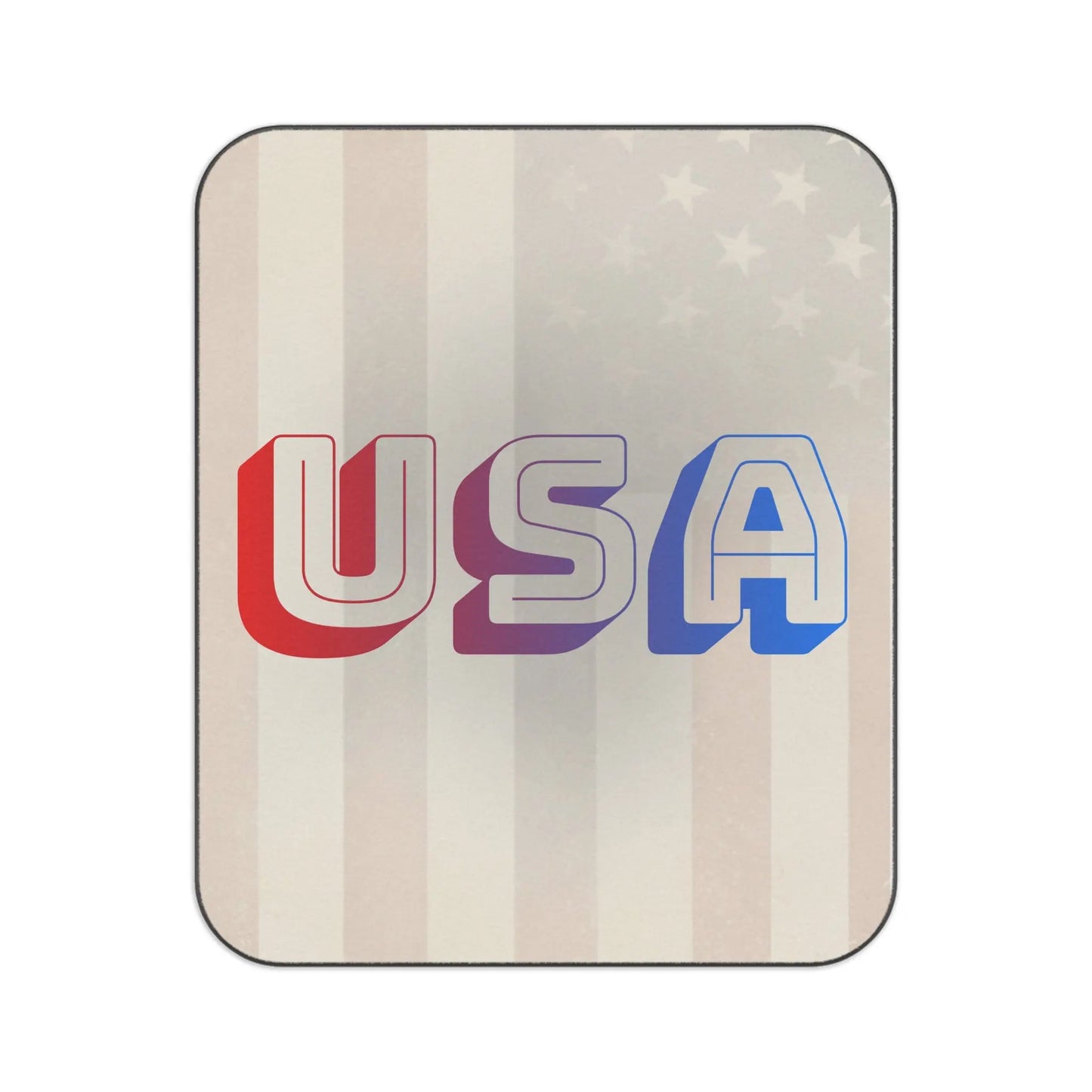 USA text with faded patriotic stripes and stars background