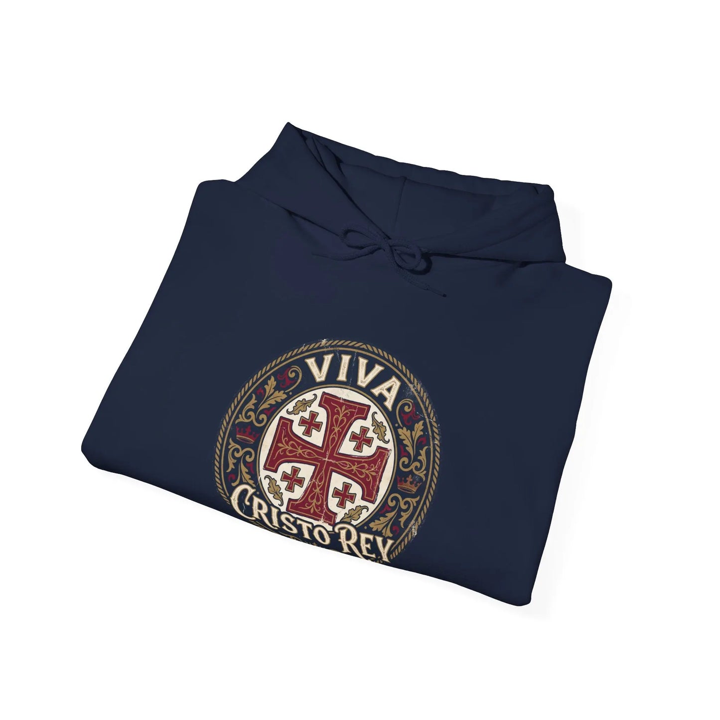 Hoodie — 'Viva Cristo Rey' Vintage Crusader Emblem Christian Pullover Printify