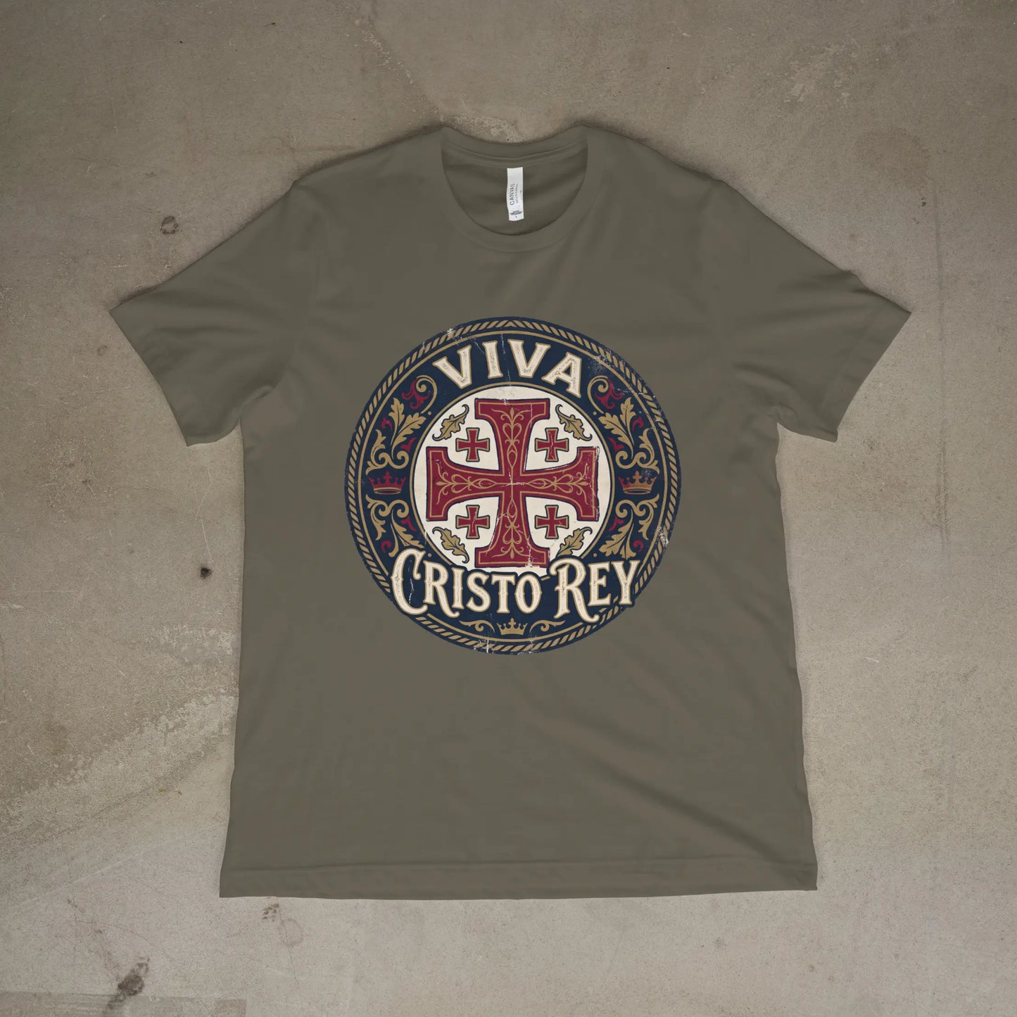 Viva Cristo Rey Shirt Vintage Crusader Emblem Catholic T-Shirt Printify