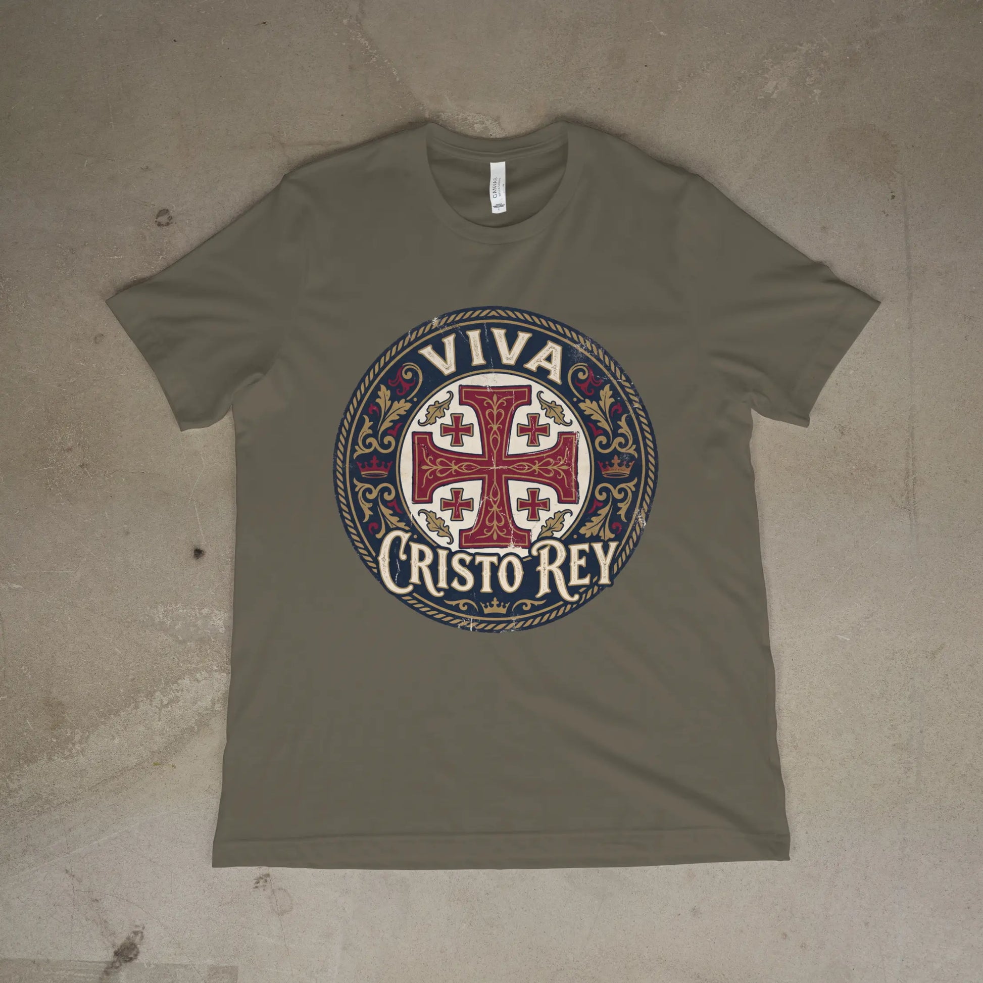 Viva Cristo Rey Shirt Vintage Crusader Emblem Catholic T-Shirt Printify
