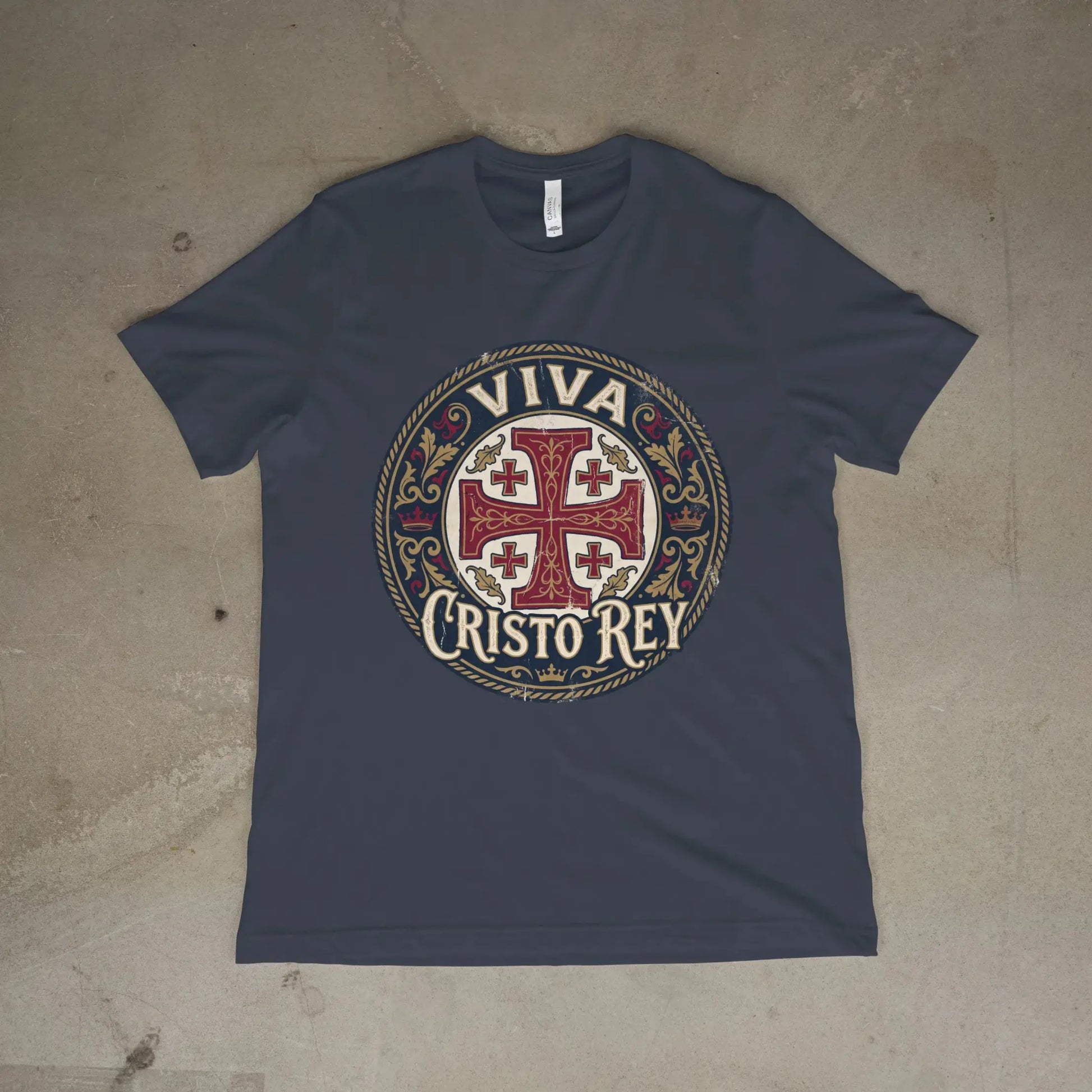 Viva Cristo Rey Shirt Vintage Crusader Emblem Catholic T-Shirt Printify