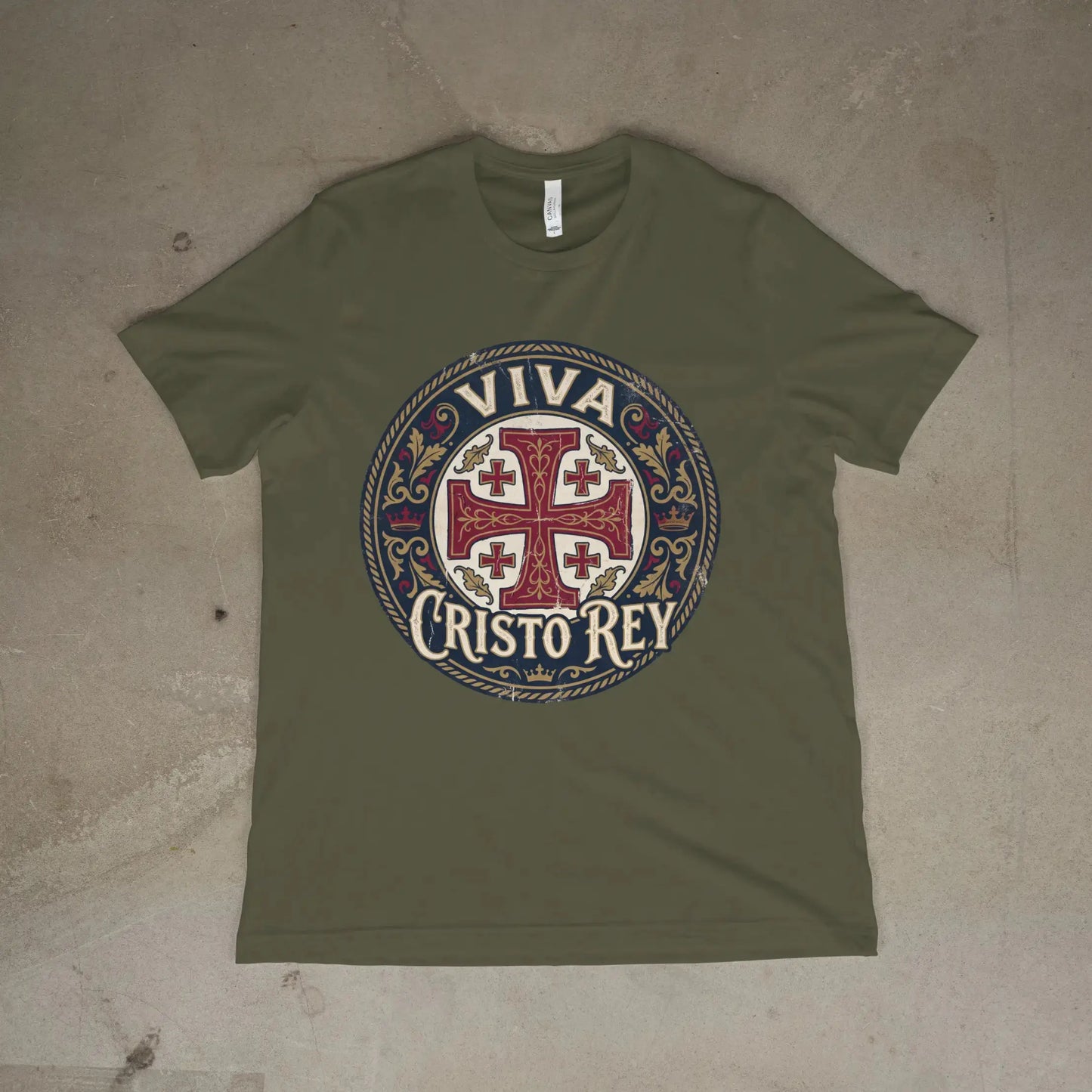 Viva Cristo Rey Shirt Vintage Crusader Emblem Catholic T-Shirt Printify
