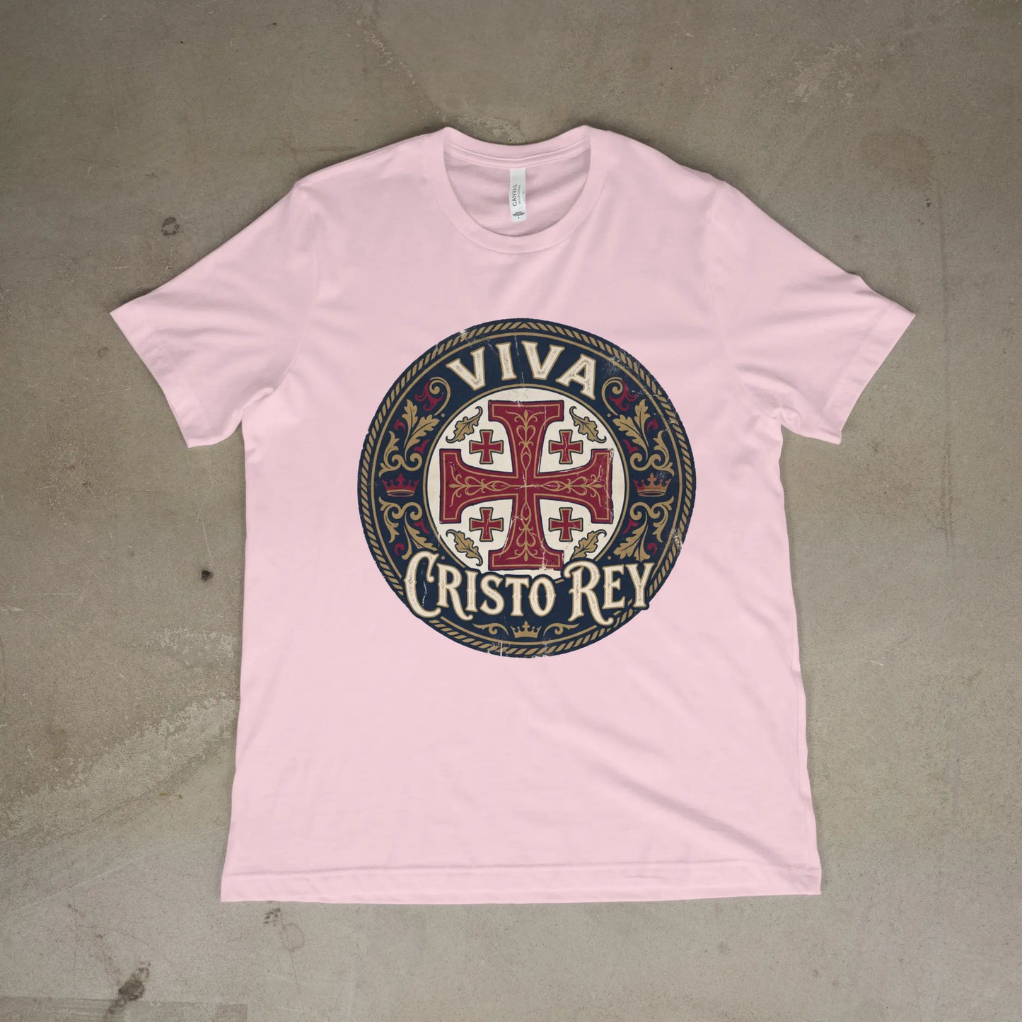 Viva Cristo Rey Shirt Vintage Crusader Emblem Catholic T-Shirt Printify