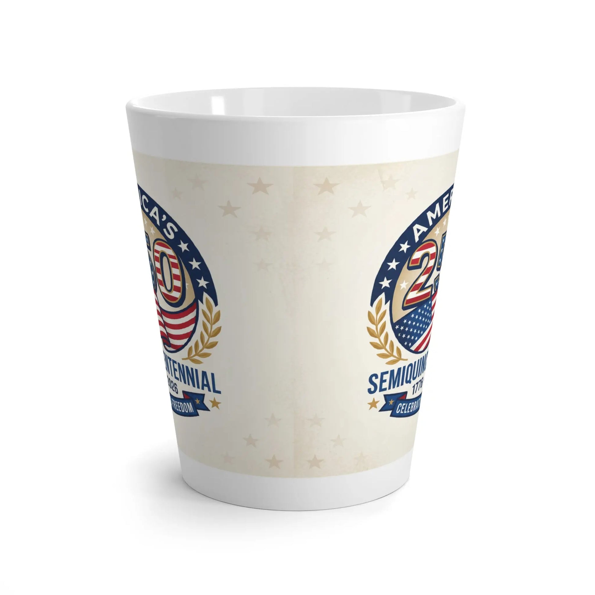 Mug with "America's 250th Semiquincentennial" and 1776 design.