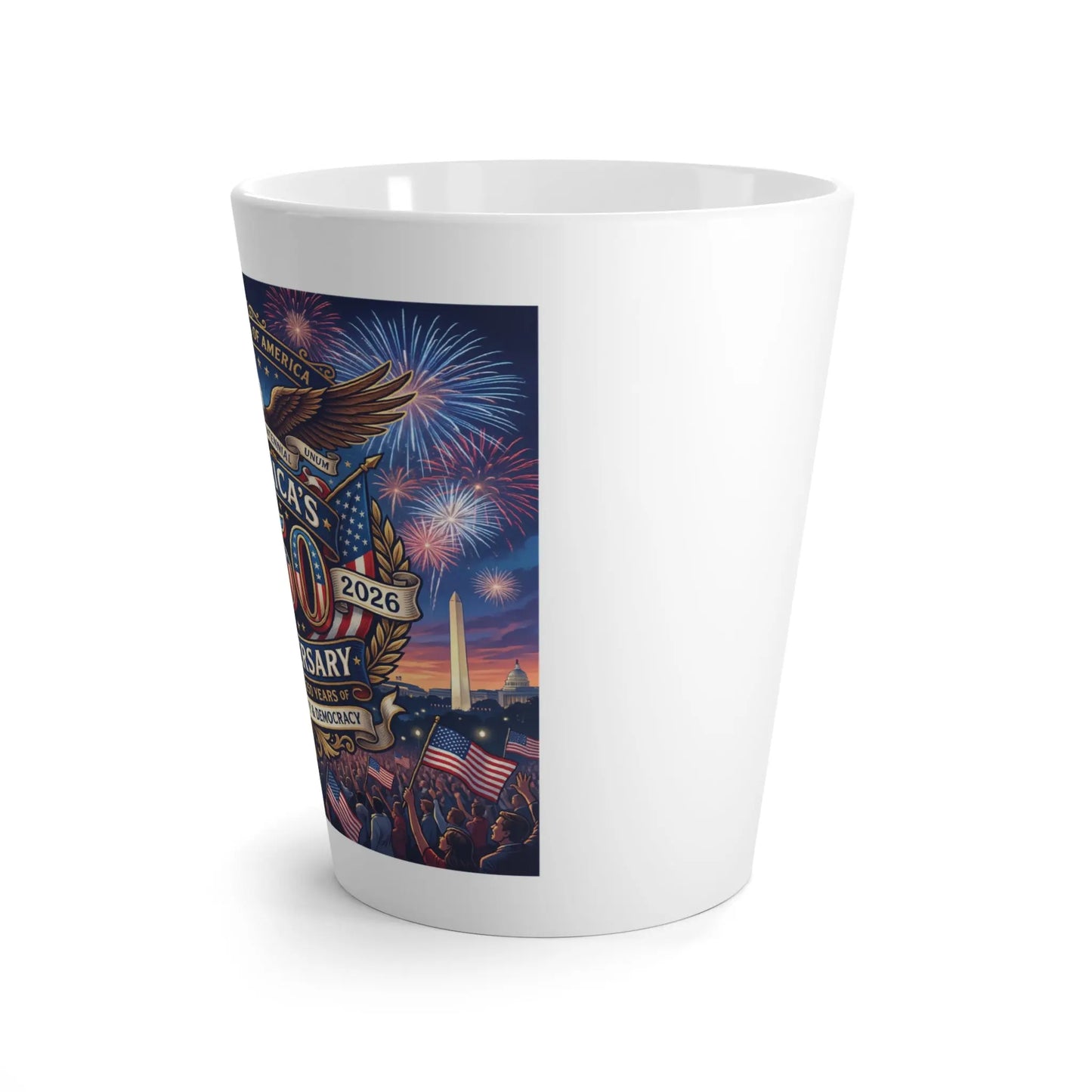 Patriotic graphic with eagle, fireworks, Washington Monument, and text "America's 250th Anniversary 2026".